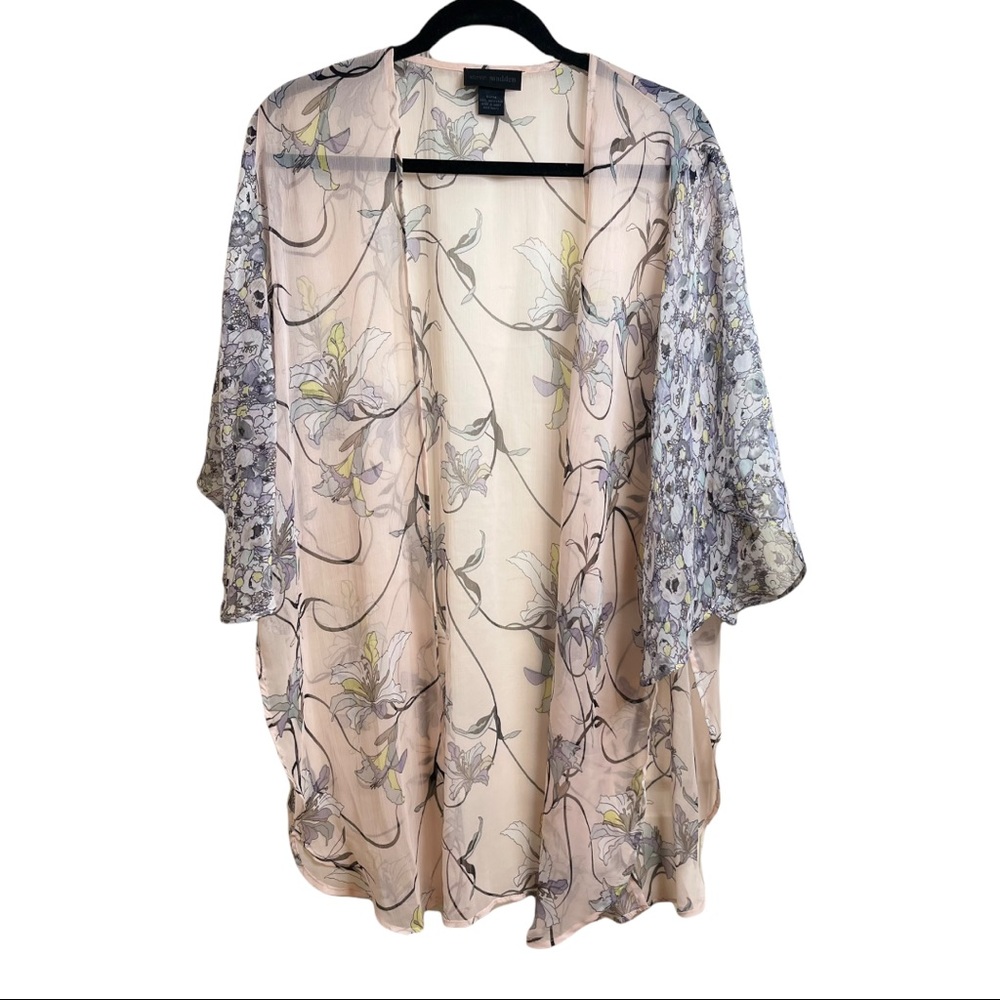 STEVE MADDEN SHEER PINK FLORAL KIMONO NWOT